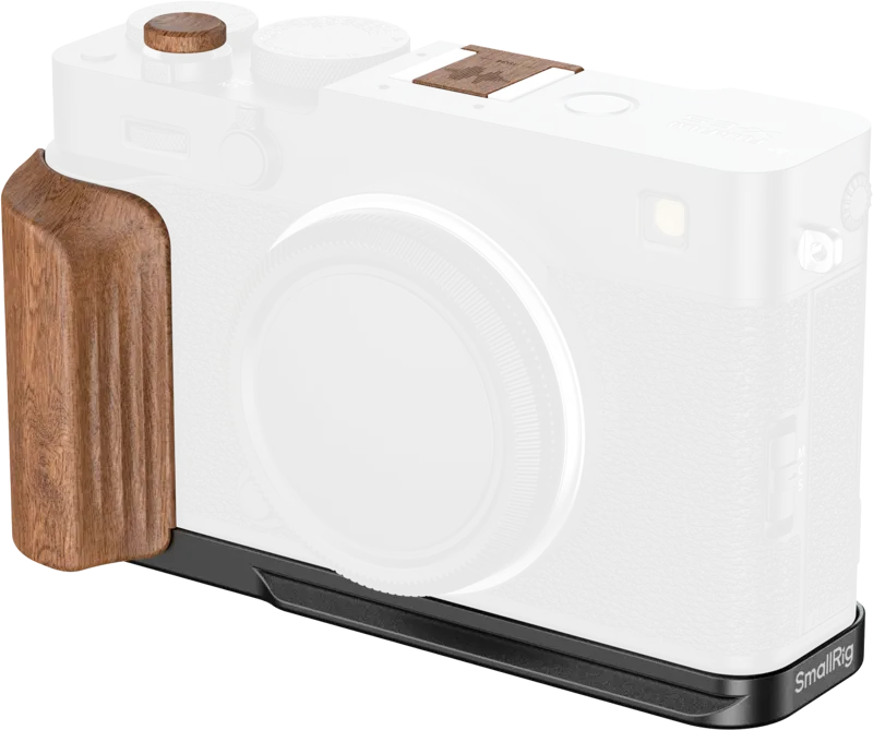 SmallRig 5985 L-Shaped Mount Plate with Wooden Handle for FUJIFILM X-E5 (Rosewood, Black)