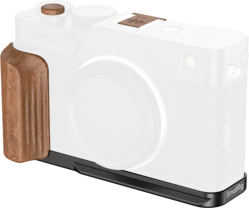 SmallRig 5985 L-Shaped Mount Plate with Wooden Handle for FUJIFILM X-E5 (Rosewood, Black)
