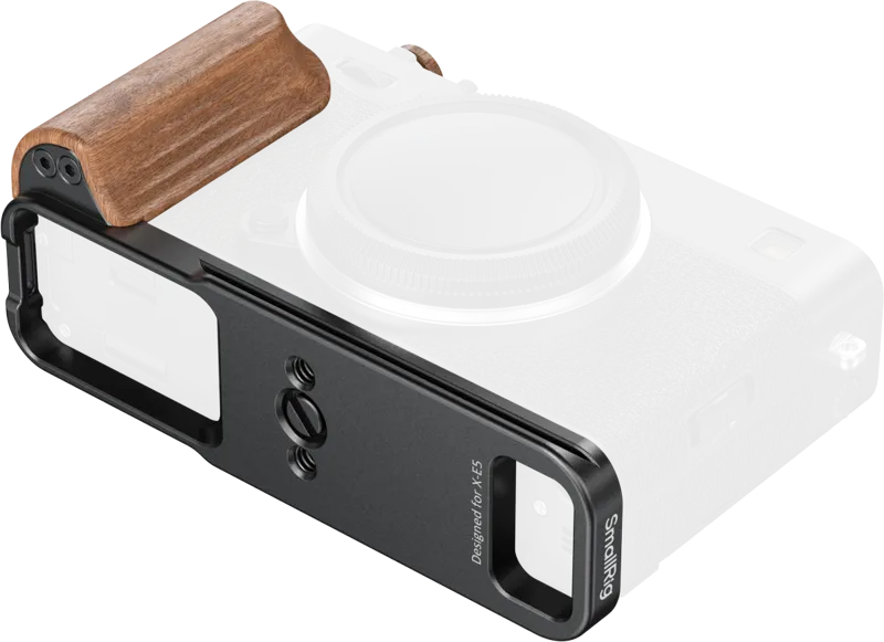 SmallRig 5985 L-Shaped Mount Plate with Wooden Handle for FUJIFILM X-E5 (Rosewood, Black)