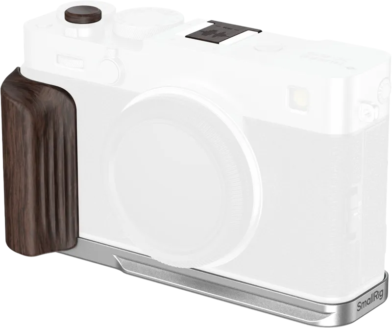 SmallRig 6236 L-Shaped Mount Plate with Wooden Handle for FUJIFILM X-E5 (Ebony, Silver)