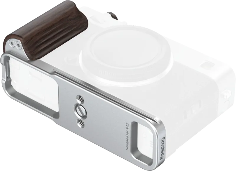 SmallRig 6236 L-Shaped Mount Plate with Wooden Handle for FUJIFILM X-E5 (Ebony, Silver)