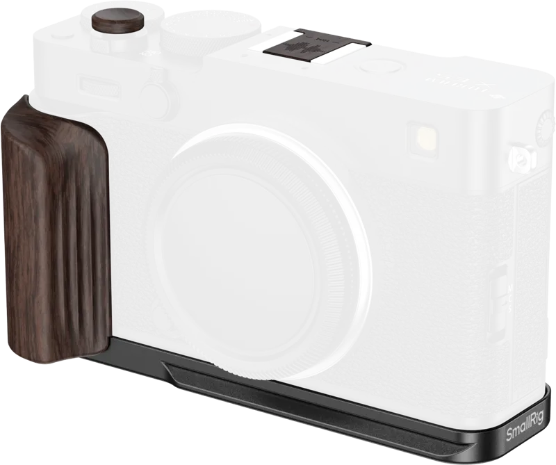 SmallRig 6237 L-Shaped Mount Plate with Wooden Handle for FUJIFILM X-E5 (Ebony, Black)