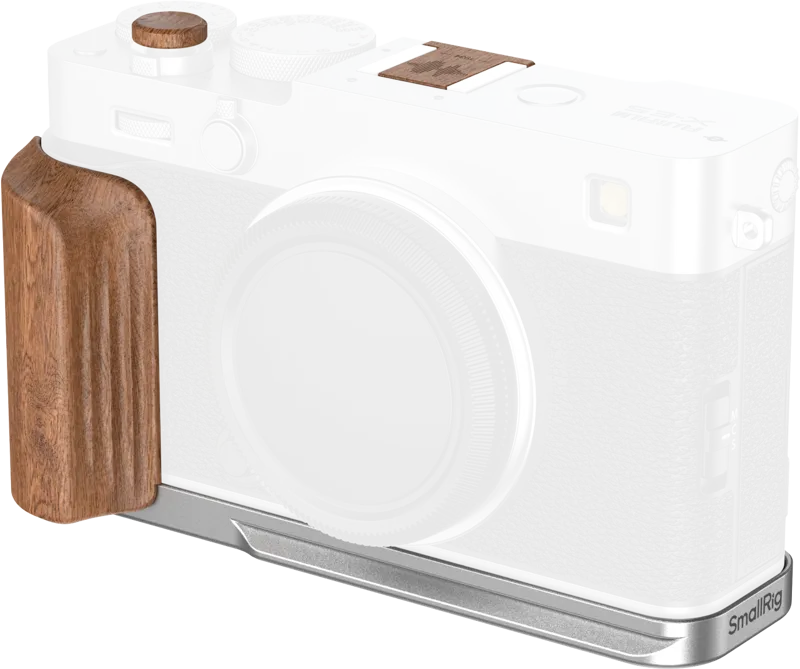 SmallRig 5984 L-Shaped Mount Plate with Wooden Handle for FUJIFILM X-E5 (Rosewood, Silver)