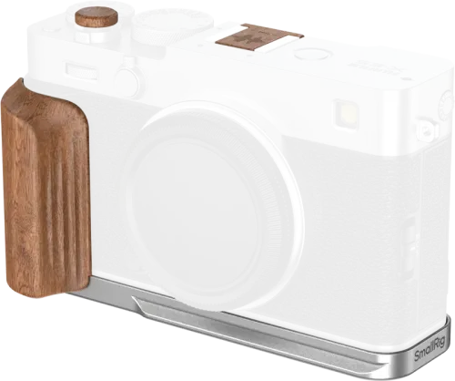 SmallRig 5984 L-Shaped Mount Plate with Wooden Handle for FUJIFILM X-E5 (Rosewood, Silver)