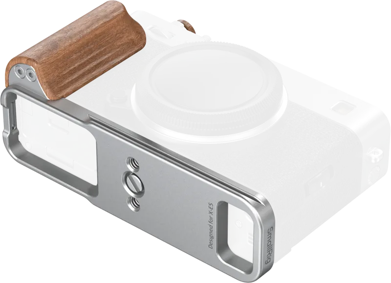 SmallRig 5984 L-Shaped Mount Plate with Wooden Handle for FUJIFILM X-E5 (Rosewood, Silver)
