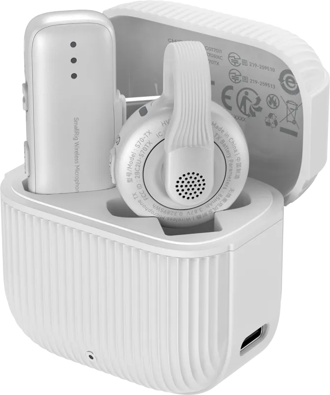 SmallRig 5719 S70-C1 Wireless Microphone with USB-C Adapter for Phones White