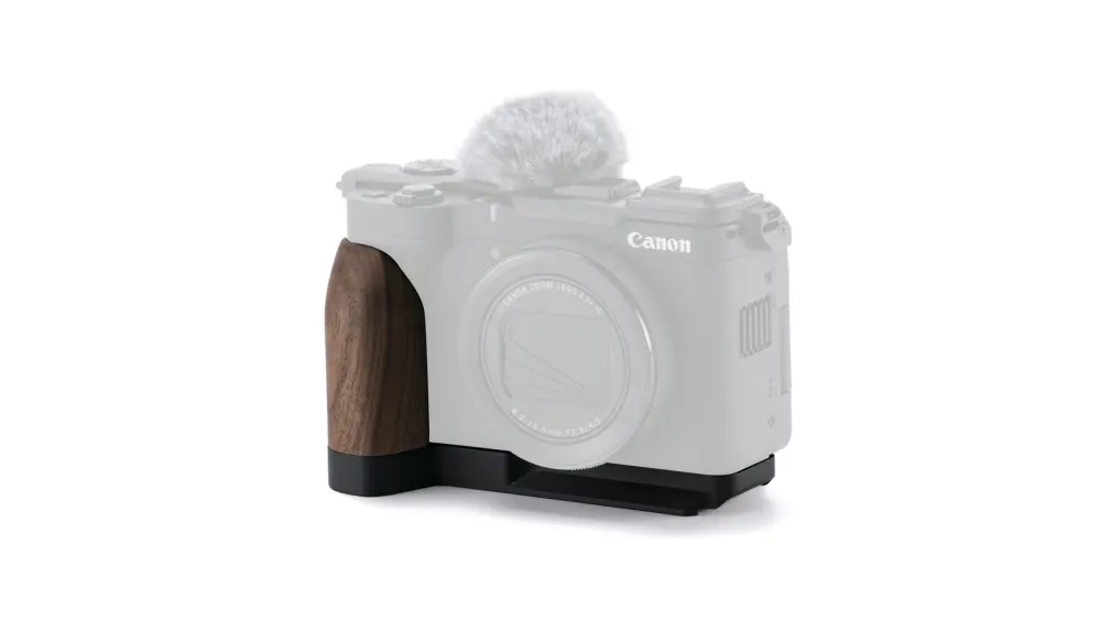 Tilta Mounting Baseplate with Wooden Grip for Canon PowerShot V1 - Black
