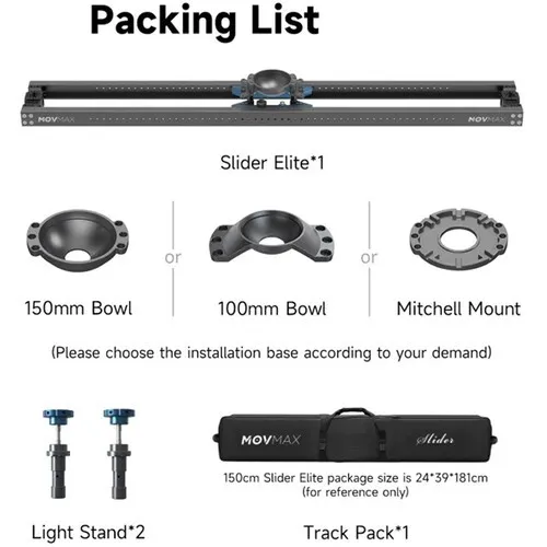 MOVMAX Slider Elite With 150mm Bowl Mount (0.9m)