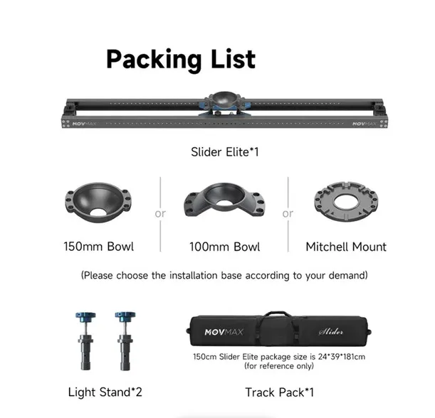 MOVMAX Slider Elite With 100mm Bowl Mount (0.9m)