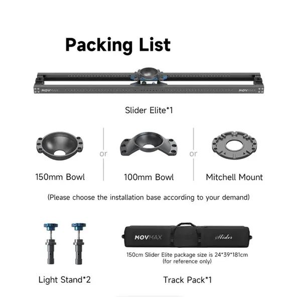 MOVMAX Slider Elite With 100mm Bowl Mount (2.1m)