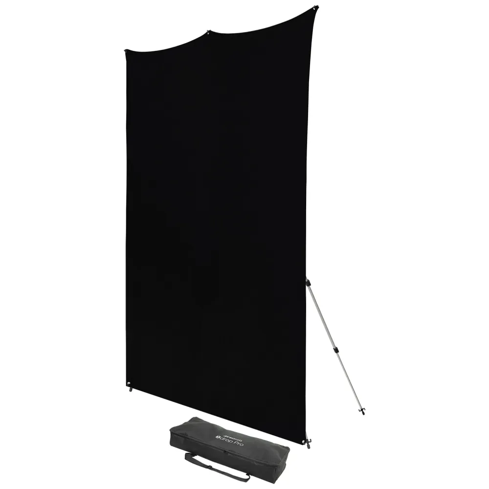 Westcott X Drop Pro Wrinkle Resistant Backdrop Kit   Rich Black (8' x 8')