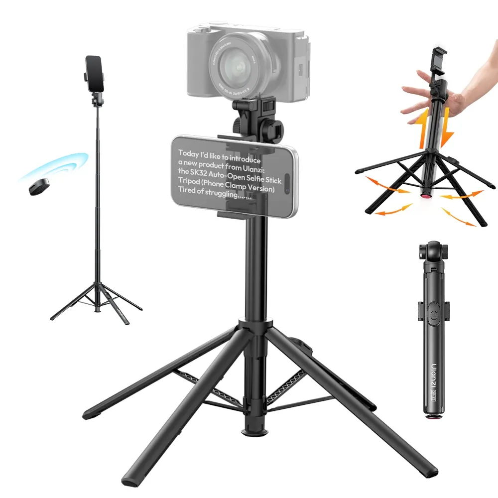 Ulanzi SK32 Auto Open Selfie Stick Tripod(with Phone Clamp)