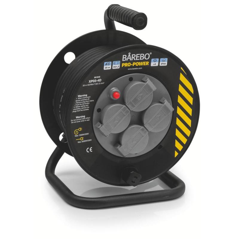Kabelvinda 20m H07RN-F (RDOE) 3G1,5mm² IP44 2st Bårebo Pro Power