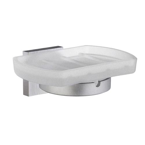 Soap Dish Holder In Frosted Glass House Brushed Chrome Smedbo RS342