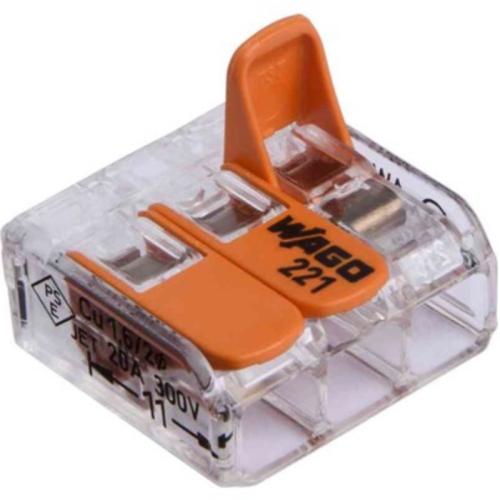 Kopplingsklämma Wago 221, 3x0.08-2.5 5st
