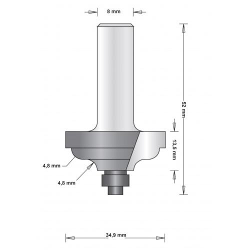 Profilfräs Med Styrning 34,9mm 2 Steg, HiKOKI 66754114
