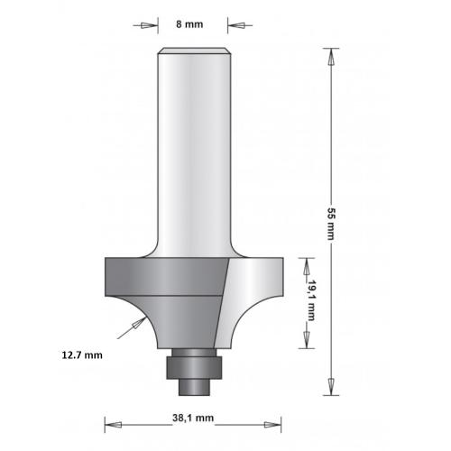 Avrundningsfräs Med Styrning 38,1mm, HiKOKI 66754107
