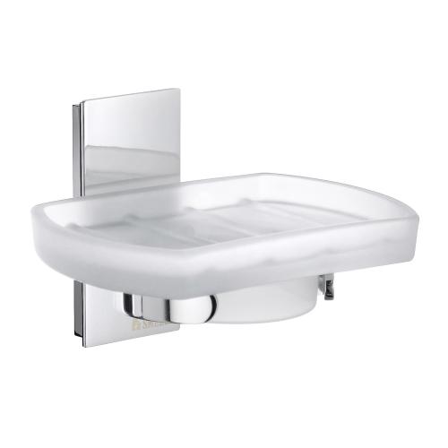 Holder With Soap Dish In Frosted Glass Pool Polished Chrome Smedbo ZK342