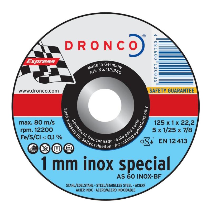 Kapskiva Stål Inox 180x1,6x22,23mm Dronco