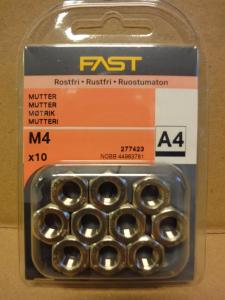 Mutter M4 7mm Rostfritt Syrafast Stål 10st Fast 277417