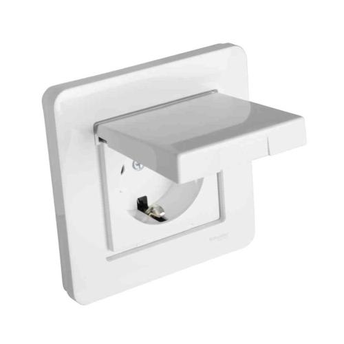 Vägguttag Exxact 1-Vägs Med Klafflock 16A 250V Vit IP44 Schneider Electric