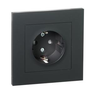 Vägguttag 1-Vägs Jord Plus 16A 250V IP20 Svart Elko