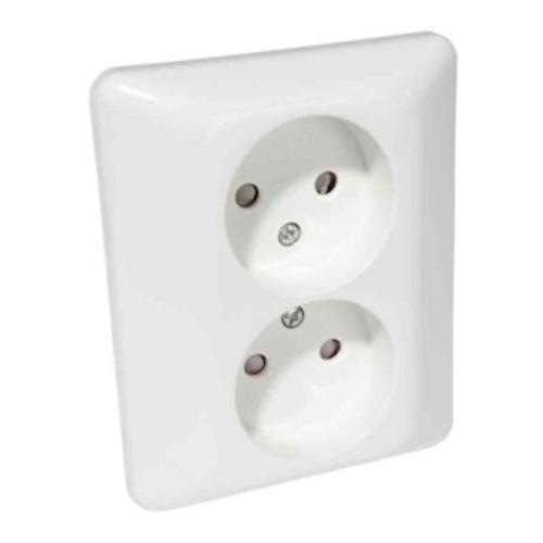 Vägguttag 2-Vägs Ojord 16A 250V Vit Elko