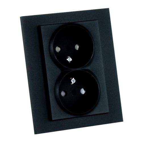 Vægstikdåse Plus 2-Vejs Ujordet Indbygget 16A 250V Sort Elko