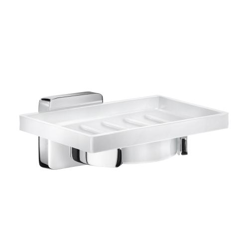 Soap Dish Holder Ice Porcelain Polished Chrome Smedbo OK342P