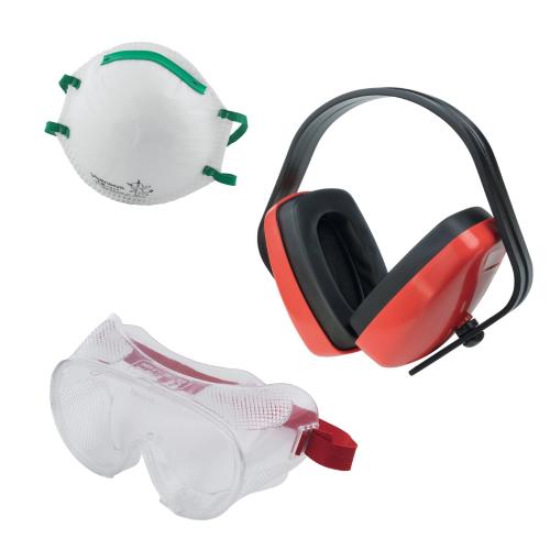 Skyddsset Glasögon Dammask Hörselkåpa