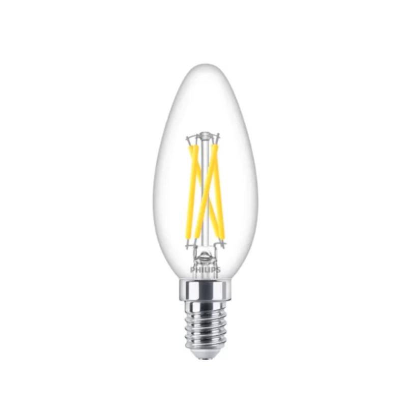 LED-Lampa Kron Fil Dimbar 25W E14 Klar Varmvit 4st Philips