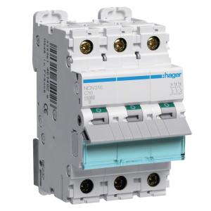 Miniatyrbrytare Skruvanslutning 3Poler C-Karakteristik 16A 10kA 400V IP20 Hager