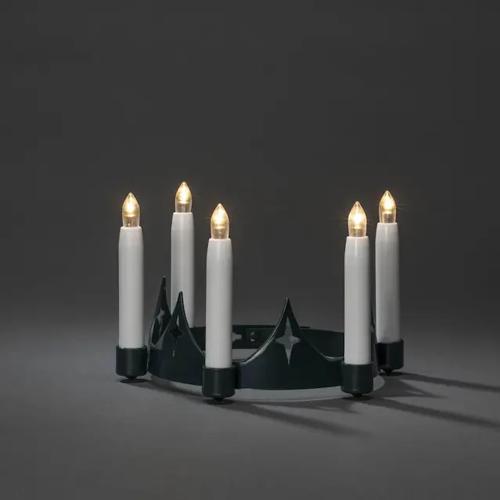 Batteridrevet Luciakrona 5 Varmhvide LED E10 5xAA IP20 Grøn Konstsmide