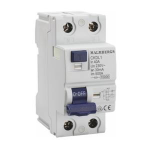 Earth Fault Circuit Breaker, A-Type, 40A, 2-Pole, 30mA, Malmbergs 2169701