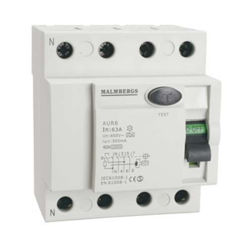 Jordfejlsafbryder A Typ, 63A, 4 Polet, 300mA, Malmbergs 2169716