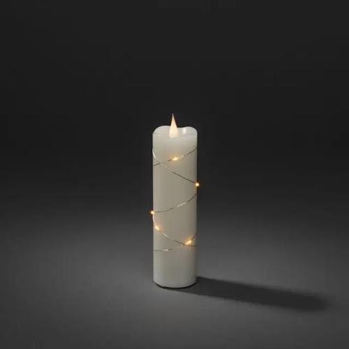 Vokslys LED 5x17,8cm 2xAA IP20 Cremehvid Konstsmide