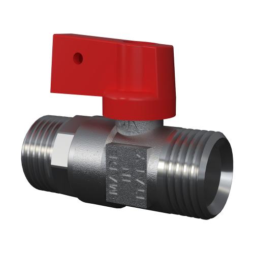 LK Ball Valve 827 Straight External With Red Knob G15 Nickel Plated