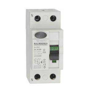 Earth-Fault Circuit Breaker, A-Type, 63A, 2-Pole, 30mA, Malmbergs 2169712