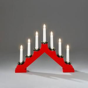 Electric Candlestick 7 Candles E10 230V IP20 Wood Red Lacquer Konstsmide