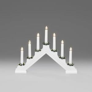 Electric Candlestick 7 Candles With Pine Decorative Rings E10 IP20 Plastic White Konstsmide
