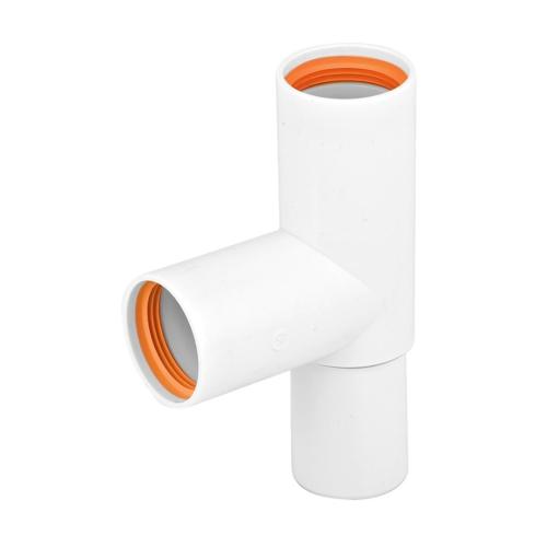 T-Rör 2-Muff 90° 32mm PP Vit Faluplast 73390