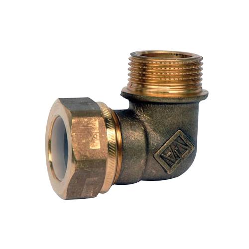 Polyeten Vinkelkoppl Utvändig 32mmxR32 Mässing Vatette