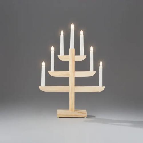 Elljusstake 7 Ljus E10 IP20 Trä Naturlig Konstsmide