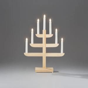 Electric Candlestick 7 Candles E10 IP20 Wood Natural Konstsmide