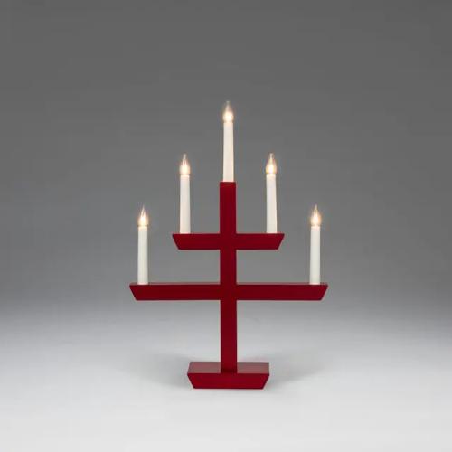 Träljusstake 5 Lampor E10 230V IP20 Röd Konstsmide
