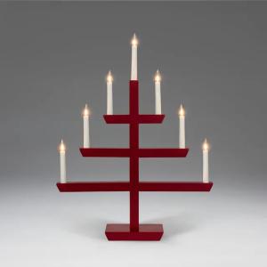 Träljusstake 7 Lampor E10 230V IP20 Röd Konstsmide