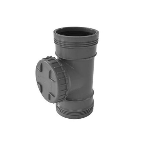 Wafix PP Cleaning Pipe, 2 Sleeves, 110mm, Grey