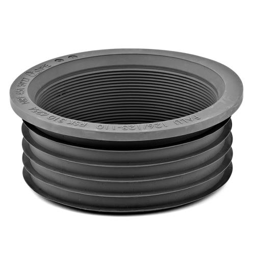 TPE-Nippel 126/123-110 mm för alla montagesätt. Grå. FALUPLAST