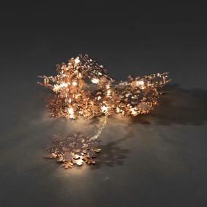 Ljusslinga Koppar Metall Snöflingor 10 Varmvit LED IP20 Konstsmide