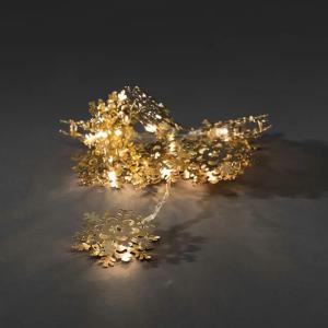 Ljusslinga Guld Metall Snöflingor 10 Varmvit LED IP20 Konstsmide